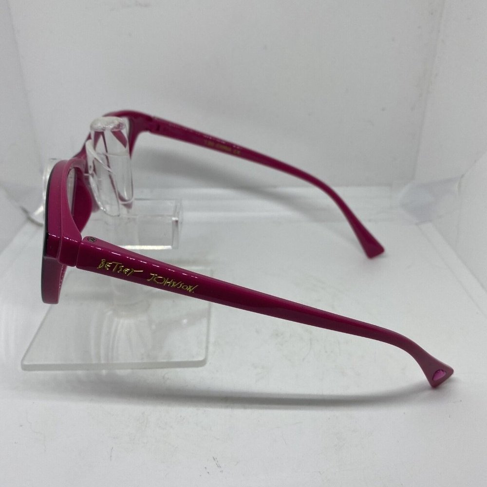 Betsey Johnson +1.50 Reading Eyeglasses Gloss Black/Hot Pink Cat Eye Style NWOT - Picture 4 of 6